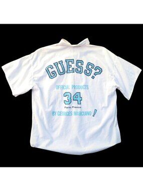 1980s Georges Marciano for Guess Graphic Short Sleeve Button Up Shirt X-Large